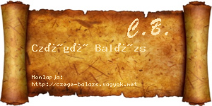 Czégé Balázs névjegykártya